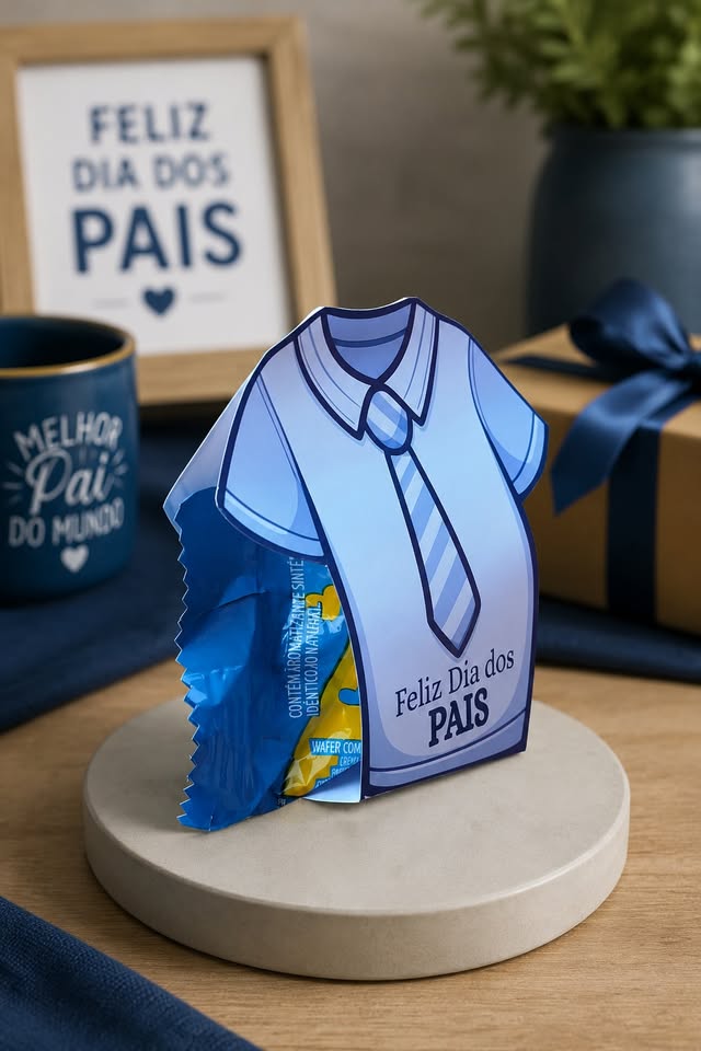 Porta-Bombom camisa. Feliz Dia dos Pais - Arte Lembrancinha - Arquivo
